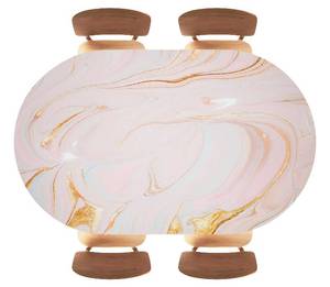 lot 14484 image: Gthnbdx Marble Texture Background Waterproof Oval Fitted Tablecloth Oil-Proof Elasticized Table Cloth Table for Restaurant Use, Fits 42x60 Oval Tables, Style42
