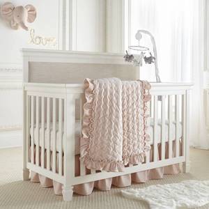 lot 17237 image: Levtex Baby - Heritage Crib Bed Set - Baby Nursery Set - Blush Velvet - Rich Velvet - 4 Piece Set Includes Quilt, One Fitted Sheet, Changing Pad & SkirtDust Ruffle