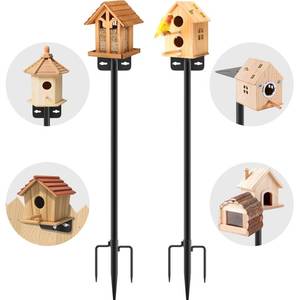 lot 19497 image: 2 Pack 80 Inch Adjustable Bird Feeder Pole,Bird House Pole Suitable for Feeders & Birdhouse,Weather Station,Heavy-Duty Rustproof Design,Enhance Outdoor Decor & Birdwatching Experience