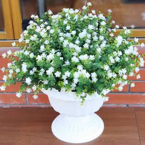 lot 19504 image: BCBLF No Fade Artificial Flowers Outdoors, 16 Bundles Realistic Floral Greenery Plants UV-Anti Plants Fake Boxwood for Outdoor Indoor Home Garden Porch and Window Box D�cor �� White
