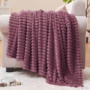 lot 19505 image: BEDELITE Fleece Blanket Twin Size �� 3D Ribbed Jacquard Soft and Warm Decorative Fuzzy Blankets �� Cozy, Fluffy, Plush Lightweight Throw Blankets for Couch, Bed, Sofa(Plum, 60x80 inches)