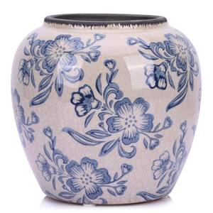lot 19508 image: Blue and White Vase - 7.1 Inchs Vintage Ceramic Vases for Home Decor, Farmhouse Flower Vase for Living Room and Kitchen, Vintage Pottery Decor for Table Shelf and Mantle, Chinoiserie Decor Vases (White )