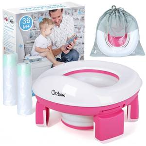 lot 19516 image: Orzbow Portable Potty Training Toilet, Travel Potty Seat for Toddler Boys Girls with Splash Guard, Potty Training Essentials, Foldable, Includes Free Travel Bag and 40 Liners, IndoorOutdoor Use, Pink