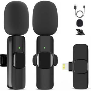 lot 6404 image: GOGARA Microphone for iPhone, 2 Pack Wireless Microphones, Mini Mic, Lavalier, Recording Lapel Mic, Plug-Play, Clip On Microphone with Noise Reduction for InterviewTiktok (for iPhone14 and Below)