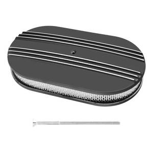 lot 19525 image: Bebegigi 15 Oval Partial Finned Aluminum Air Cleaner Assembly Kit, Black Air Cleaner for Carburetor with Filter Element