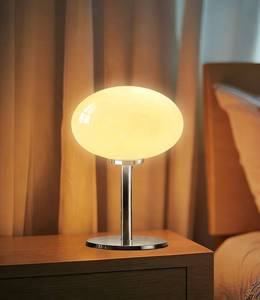 lot 19537 image: Anykonio Glass Mushroom Lamp, Mid Century Dimmable Lamp 3 Color Temperatures Table Lamp for Bedroom Living Room Bedside Lamp, Cute Lamp Modern Small Lamp (8W, Beige)