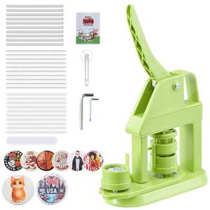 lot 17240 image: VEVOR Button Maker Machine, 1.25in32mm Plastic Pin Maker with 500pcs Button Parts, Mr. Panda Magic Book, Circle Cutter and Hex Wrenches, Reinforced Ergonomic Handle, for DIY Badges, Personalized Pins