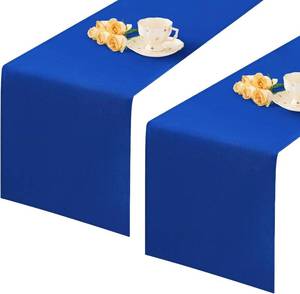 lot 20386 image: 2 Pack Blue Long Table Runner 12 x 108 Inch Solid Color Farmhouse Runners Coffee Table Dresser for Daily Party Home Decoration