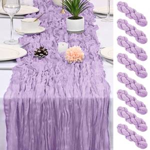 lot 20418 image: 8 Pack Lavender Cheesecloth Table Runner 17x108 inch Boho Gauze Cheese Cloth Table Runners for Wedding Party Baby Bridal Shower Home Decor