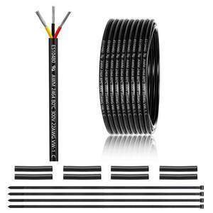 lot 20419 image: 22 Gauge 3 Conductor Electrical Wire 25FT, UL 2464 22 AWG 3 Wire Cable Tinned Copper PVC Stranded 223 Core Wire for LED Lighting, Outdoor Low Voltage Extension Cable, Automotive etc.