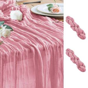 lot 20428 image: Wokceer Pink Cheesecloth Table Runner Valentines Day 2Pack 10FT Boho Gauze Cheese Cloth Table Runner for Party Long Rustic Easter Sheer Runners for Baby Bridal Shower Wedding Decor