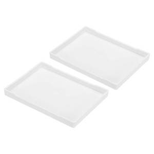 lot 20441 image: PATIKIL 10x7 Fast Food Tray, 2 Pack Plastic Reusable Recyclable Multi-Purpose Rectangle Serving Tray for Restaurant Home Kitchen, White
