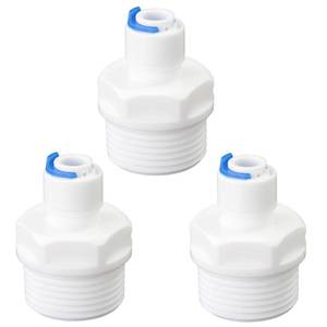 lot 20444 image: 34 Male Thread Straight to 14 OD PE Tube Push-to-Connect, RO Water Filtration Hose Connector, Pre-Purifier & Water Purifier Plastic Adapter (3-Pack)