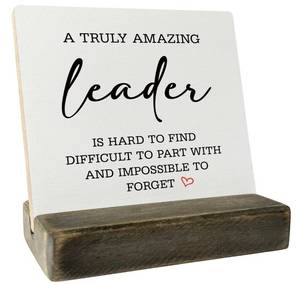 lot 20456 image: Leader Wood Plaque, An Amazing Leader, Hard To Find, Impossible To Forget, Wooden Stand, Meaningful Sign, Thank You & Appreciation Gift, Desk Sign
