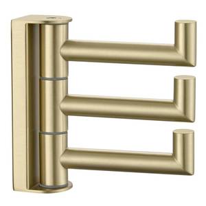 lot 20461 image: Angle Simple Towel Hook Swivel, SUS304 Stainless Steel 3 Arms Bath Towel Holder, Robe Hook Bathroom Wall, Brushed Gold