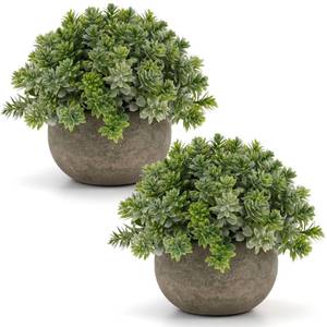 lot 20466 image: Gresorth 2 PCS Small Artificial Potted Plant Decoration in Pulp Pots Fake Topiary Plants Ornament Lifelike Faux Green Landscape Model for Party Bedroom Windowsill (ONE ONLY)