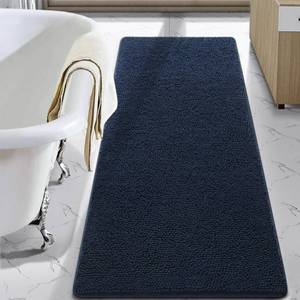 lot 20471 image: LOCHAS Luxury Bathroom Rug Shaggy Bath Mat 24 x 60 Inch, Washable Non Slip Bath Rugs for Bathroom Shower, Soft Plush Chenille Absorbent Carpets Mats, Navy