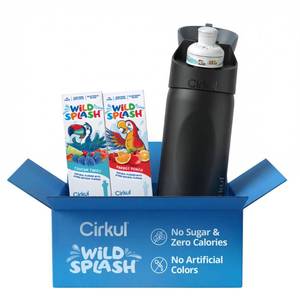 lot 10213 image: Cirkul 16oz Onyx StrawSip Flip Stainless Steel Water Bottle - Double Walled Vacuum Insulated Bottle For Kids and Teens with Flavor Cartridge Included, No Sugar, Zero Calories (Caffeine Free)