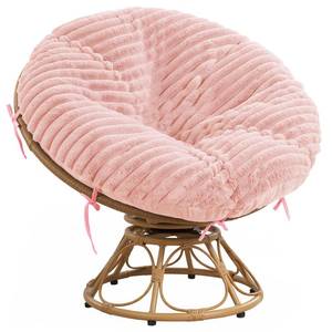 lot 20451 image: HOMBYS Fluffy Shaggy Cover for Papasan Chair Cushion, Plush Faux Fur Slipcover ONLY, (Without Cushion) Removable Soft Papasan Cushion Covers with 8 Ties, (Pink, 50x50)