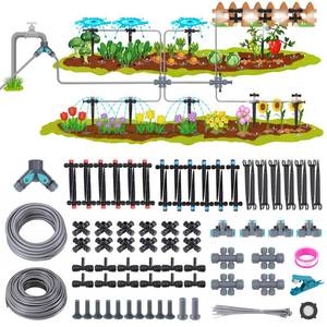 lot 1661 image: 240FT Quick-Connect Drip Irrigation System, Garden Watering System 14in and 12in Fast-Lock Tubing, Adjustable Nozzles Emitters for Outdoor Raised Garden Beds,Greenhouse, Lawn, Patio
