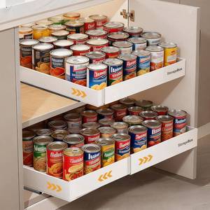 lot 1663 image: Soclik Adjustable Can Organizer for Pantry, Pull-Out Pantry Organizers and Storage, Soda Can Organizer - Great for Pantry, Kitchen Cabinet and Countertop (16.5in L x 12.2in W x 2.8in H (Adjustable Width))