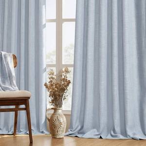lot 1666 image: MIULEE Thick Linen Curtains 90 Inches Long Light Blue Semi Sheer for FarmhouseLiving RoomBedroom, Linen Textured Light Filtering Window Privacy Drapes with Back Tab Rod Pocket, 42Wx90L, Set of 2