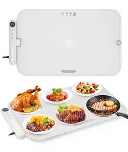 lot 1682 image: Warming Mat for Food Extra Large, MUZAMOX Graphene Warming Plate for Food with Rapid and Even Heating, Dishwasher-Safe Silicone Food Warming Mats for Countertop and Buffets Party - Gray, 36in x 16in