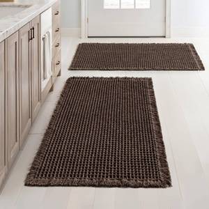 lot 1935 image: MIULEE Set of 2 Waffle Bathroom Rugs, Boho Bath Rugs Non Slip Washable, Super Absorbent Bath Mats, Ultra Soft Rubber Backed Shower Mats for Bathroom Floor, Tub and Shower, Chocolate, 18x30 Inch