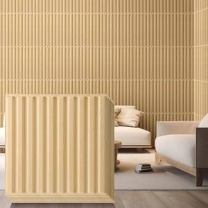 lot 1937 image: Nuanchu 32 Pcs 3D Wall Panels for Interior Wall Decor, 12x12 Fluted Textured Oak Accent Tiles Waterproof Paintable for Living Room TV Background Bedroom Bathroom Gaming Room, 32 Sq. ft Coverage