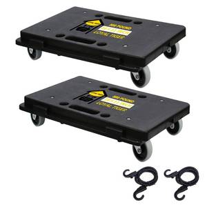 lot 1938 image: Furniture Dolly,Moving Dolly 4 Wheels Heavy Duty,16in-11in 500lbs Capacity,Furniture Movers Dollys with Wheels,Small Flat Cart with 2 Ropes, 2 Pack, Black (Black)