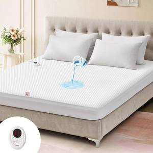 lot 1950 image: Bwarm Waterproof Heated Mattress Pad, ETL Certified Bed Warmer with 9 Heat Settings, 1-12 Hours Auto Off Deep Pocket, Machine Washable, White Twin