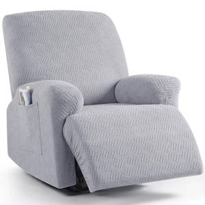 lot 1951 image: KinCam Recliner Covers, Stretch Reclining Chair Covers, Recliner Sofa Slipcovers Stripe Jacquard Recliner Couch Covers Furniture Protector Covers for Pet Kid (1 Seater, Silver Gray)
