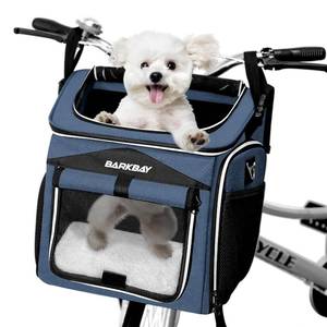 lot 1962 image: Dog Bike Basket Carrier, Expandable Foldable Soft-Sided Dog Carrier, 2 Open Doors, 5 Reflective Tapes, Pet Travel Bag,Dog Backpack Carrier Safe and Easy for Small Medium Cats and Dogs(Blue)