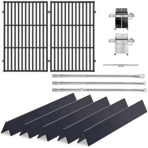 lot 1963 image: Grill Replacement Parts for Weber Spirit 200 and GS4 Spirit II 200 Series (Front Control) � 17.5in Grill Grates, 15.3in Flavorizer Bars and 18in Burner, Fits Spirit ES-210 ES-220, Replaces 7637 69785 7635