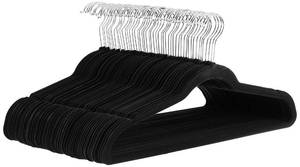 lot 1969 image: Amazon Basics Slim Velvet Non-Slip Space Saving Suit Clothes Hangers, Closet Organizer, Black, 50-Pack