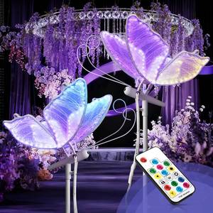 lot 1972 image: YM sky Wedding Butterfly RGB Floor Lamp LED Butterflies Light Decoration with Remote Control - RGBIC Hanging Decor and 7 Colors Changing - for Birthday Party Christmas Tree Baby Shower (11.8in, 2)