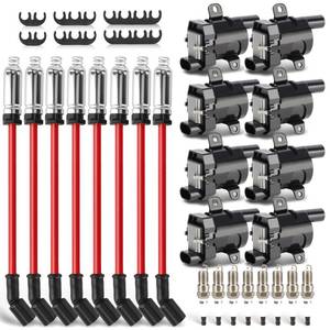 lot 1984 image: UF262 Ignition Coils Pack and Double Iridium Spark Plugs and 10.2MM Spark Plug Wires for Chevy Avalanche Express Tahoe Silverado Suburban 1500 2500 3500GMC Savana Sierra YukonHUMMER H2 OEM# D585