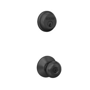 lot 1985 image: Schlage FB50 N G PLY 622 Single Cylinder Deadbolt and Keyed Entry Plymouth Knob, Matte Black