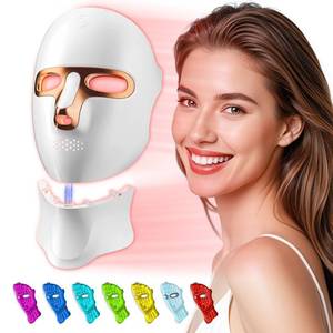 lot 1996 image: tinkoola Red Light Therapy Mask for Face and Neck, LED Face Light Therapy,USB C Rechargeable,Infrared Mask for Home Working Travel Yoga