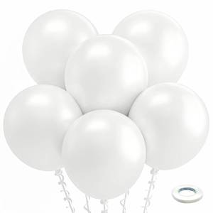 lot 2047 image: Bezente Pearl White Balloons 18 Inch - 30 Pack Large Thick Ivory Balloons Big Round Pearlescent White Latex Balloons for Christmas Anniversary Wedding Baby Shower Birthday Party Decorations