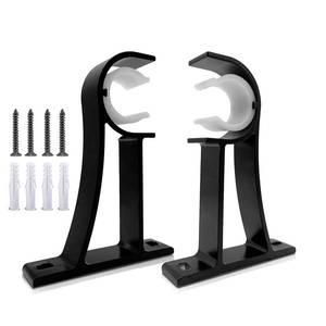 lot 2049 image: KOLAKO Curtain Rod Brackets, Heavy Duty Black Curtain Rods Holders Hook Hangers for Wall Drapery Rod Bracket Support 1 Inch Rods, 2 Pack