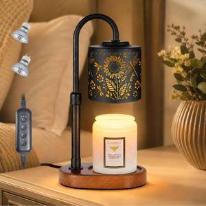 lot 2073 image: copinpin Dimmable Candle Warmer Lamp with Timer Adjustable Height for Scented Jar Candles Electric Candle Wax Melt Warmer for Home Decor Christmas Birthday Gifts for Women Mom(SunflowerDragonfly)