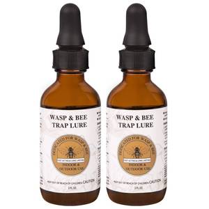 lot 2077 image: 4 oz Carpenter Bee Bait Lure Traps for Outside, Attractant for Wasps, Yellow Jacket, Bees, Hornets, Insects Outdoor, Great for Hanging Insect Traps (2 ozBottle)
