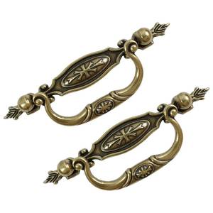 lot 2094 image: HOUSEHOOK 6 Pack Vintage Bronze Drawer Pulls, 3 Inch Hole Center, Antique Cabinet Handles for Dresser Closet Cupboard Furniture Restoration