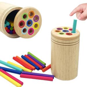 lot 2098 image: RGEHTE Wooden Montessori Sticks Toys for Kids, 8 Colors Natural Wood Toddler Learning Sorting Toys for 3 Year Old, Sensory Matching Game Birthday Gifts for Boys Girls (Round Sticks)