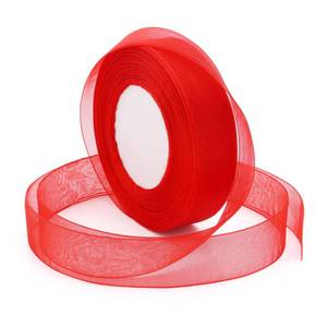 lot 2123 image: Sentoyou Red Ribbon for Gift Wrapping, 1 inch 50Yard Sheer Organza Tulle Ribbon for Flower Bouquet, Red Gifts Wrap Chiffon Ribbons for Hair, Craft, Wedding, Valentines Day, Mothers Day, Christmas