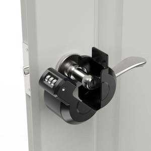 lot 2126 image: Keyed Door Handle Lockout Device Cover with Code to Disable Access to Keyhole Combination Lock for Bedroom from Outside Only Fits Handle Lock with Long Connecting Shaft Please Measure Before Order