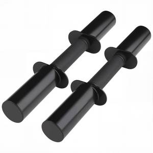 lot 3925 image: Pair of 16in Olympic Dumbbell Handles for 2-Inch Plates, Loadable Dumbbell Bars with Knurled Rubber Grips for Home Gym Strength Training