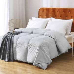 lot 3929 image: Oaken-Cat Gray Feathers Down Comforter FullQueen - 100percent Organic Cotton Cover, Medium Warm All Seasons Machine Washable Duvet Insert with Tabs (90x90, Mirage Grey)