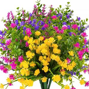 lot 4007 image: KLEMOO 12 Bundles Outdoor Artificial Fake Flowers UV Resistant No Fade Boxwood Faux Plastic Shrubs Plants for Garden Patio Porch Window Box Home Wedding Farmhouse Hanging Dcor